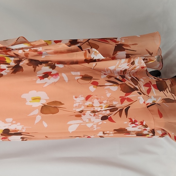 NWT Premier Amour Peach Floral Wrap Dress, size 16 - Picture 6 of 11